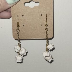 18K Gold Lily of the Valley Dangle Earrings